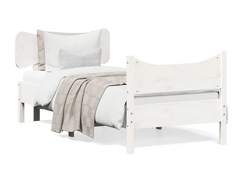 Cadre de lit avec tête de lit blanc 75x190 bois de pin massif