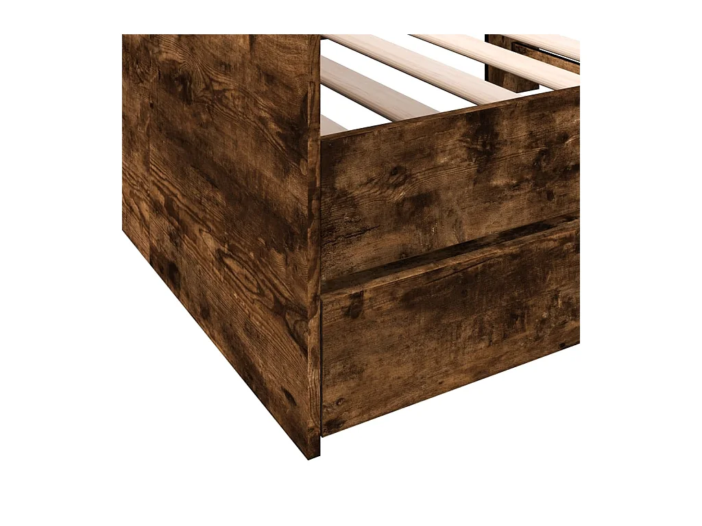 Lit de jour avec tiroirs chêne fumé 90x190 bois d'ingénierie