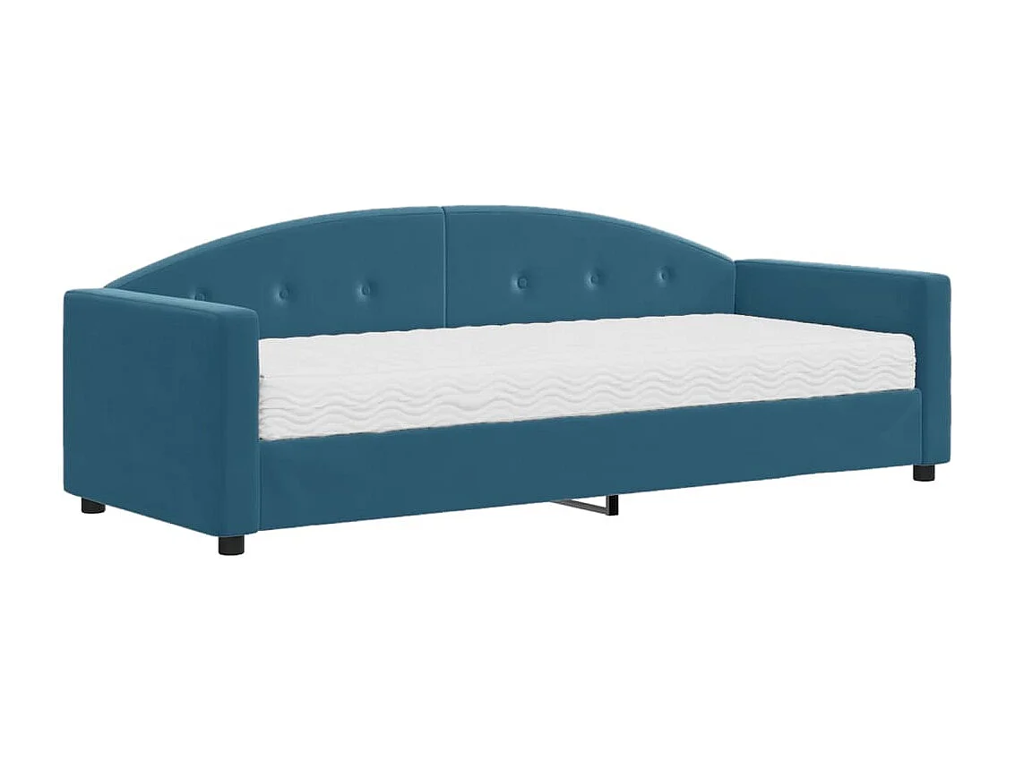 Lit de jour avec matelas bleu 80x200 velours