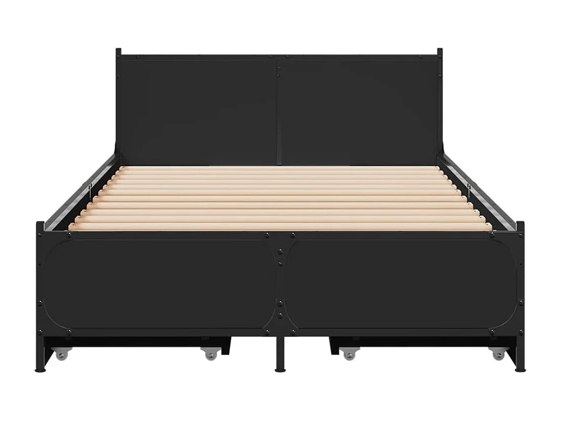 Cadre de lit avec tiroirs noir 75x190 bois d'ingénierie