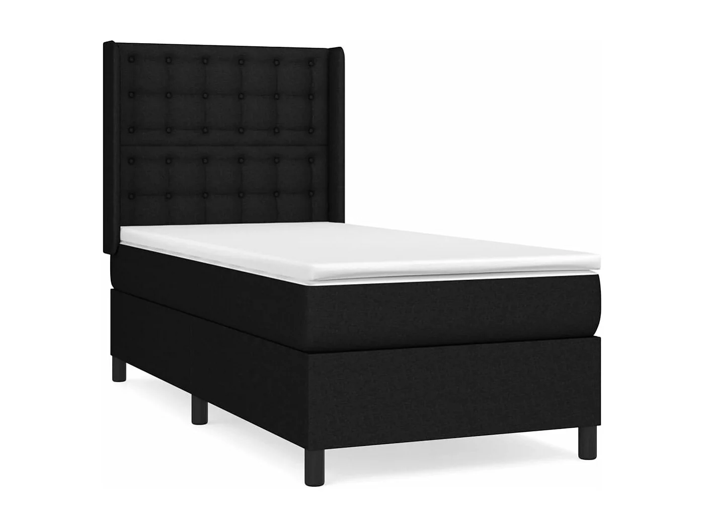 Sommier à lattes de lit avec matelas Noir 90x190 Tissu