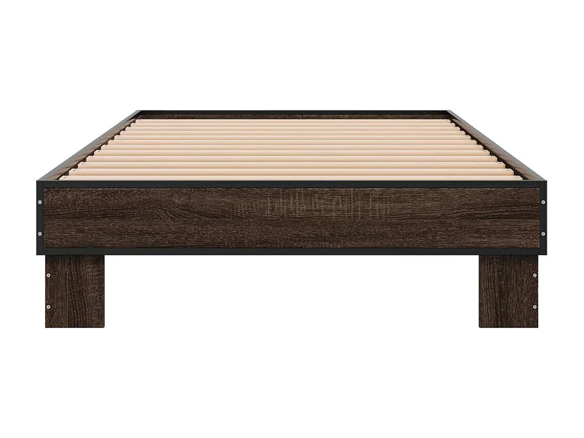 Cadre de lit chêne marron 90x200 bois d'ingénierie et métal