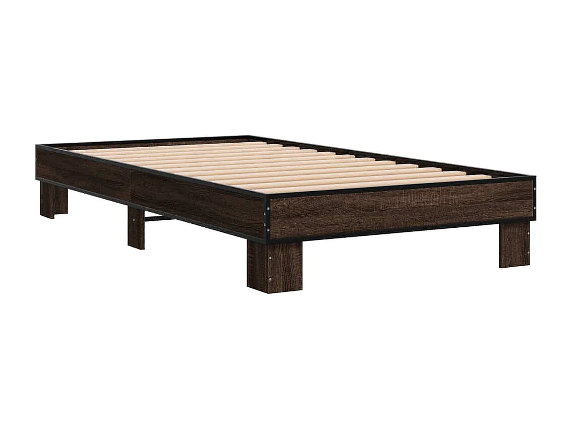 Cadre de lit chêne marron 90x200 bois d'ingénierie et métal