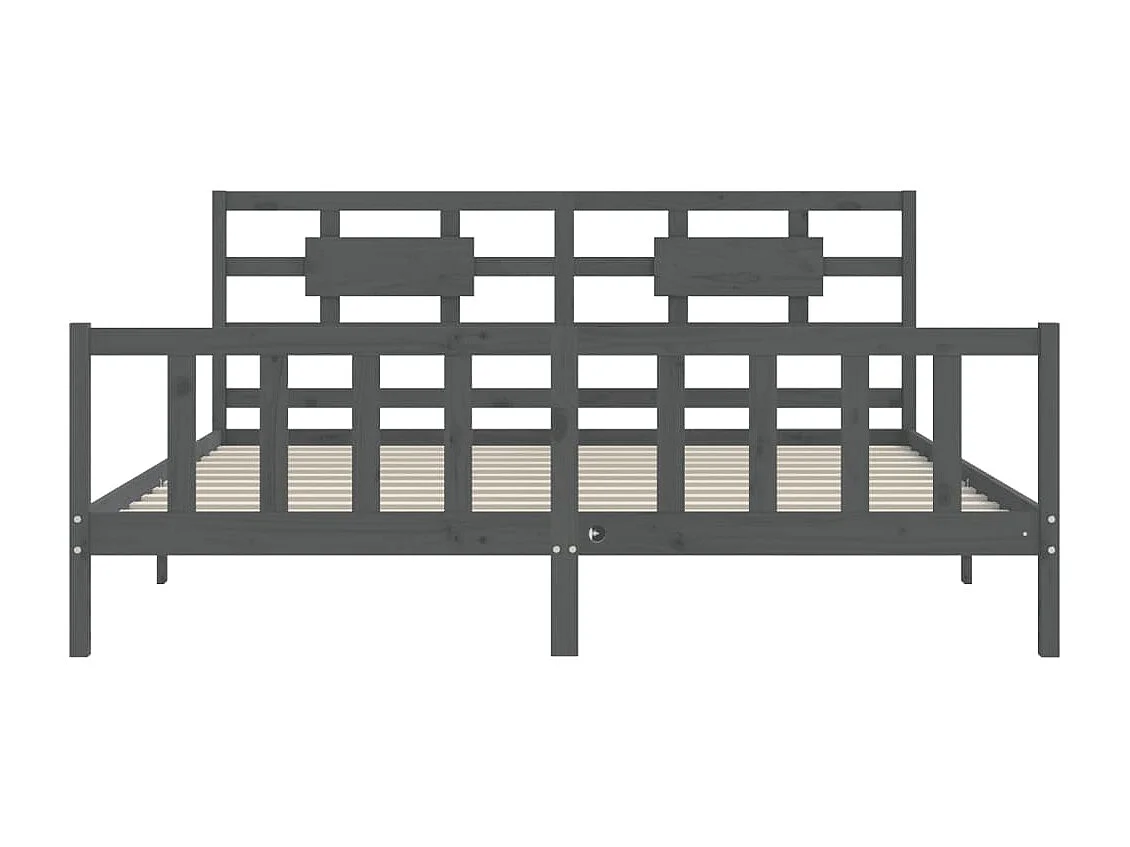 Cadre de lit avec tête de lit gris 200x200 bois massif