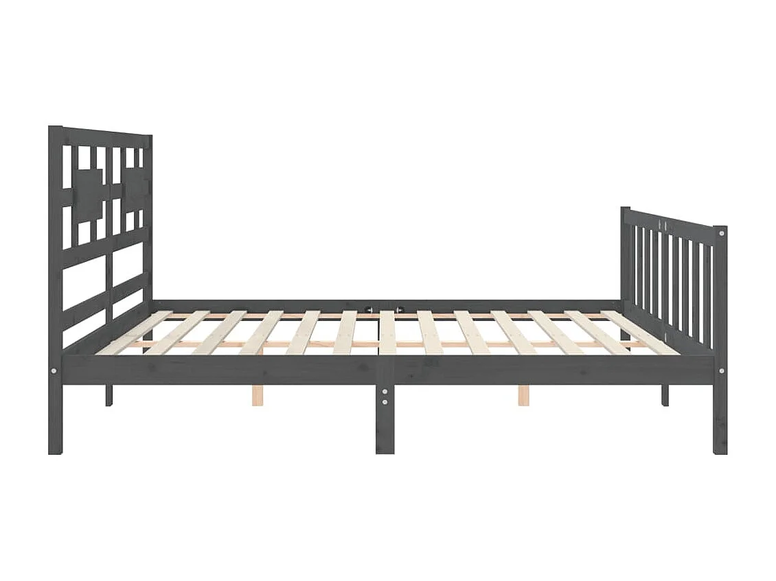 Cadre de lit avec tête de lit gris 200x200 bois massif