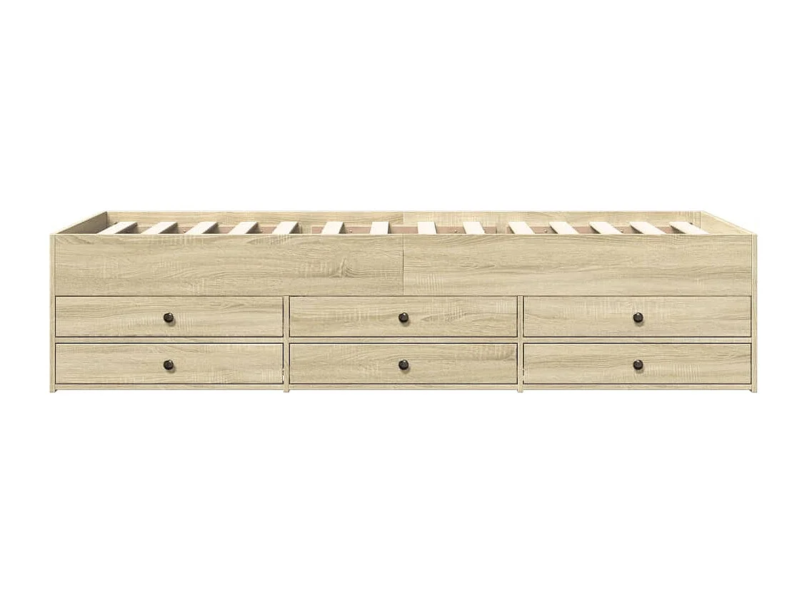 Lit de jour et tiroirs chêne sonoma 75x190 bois d'ingénierie
