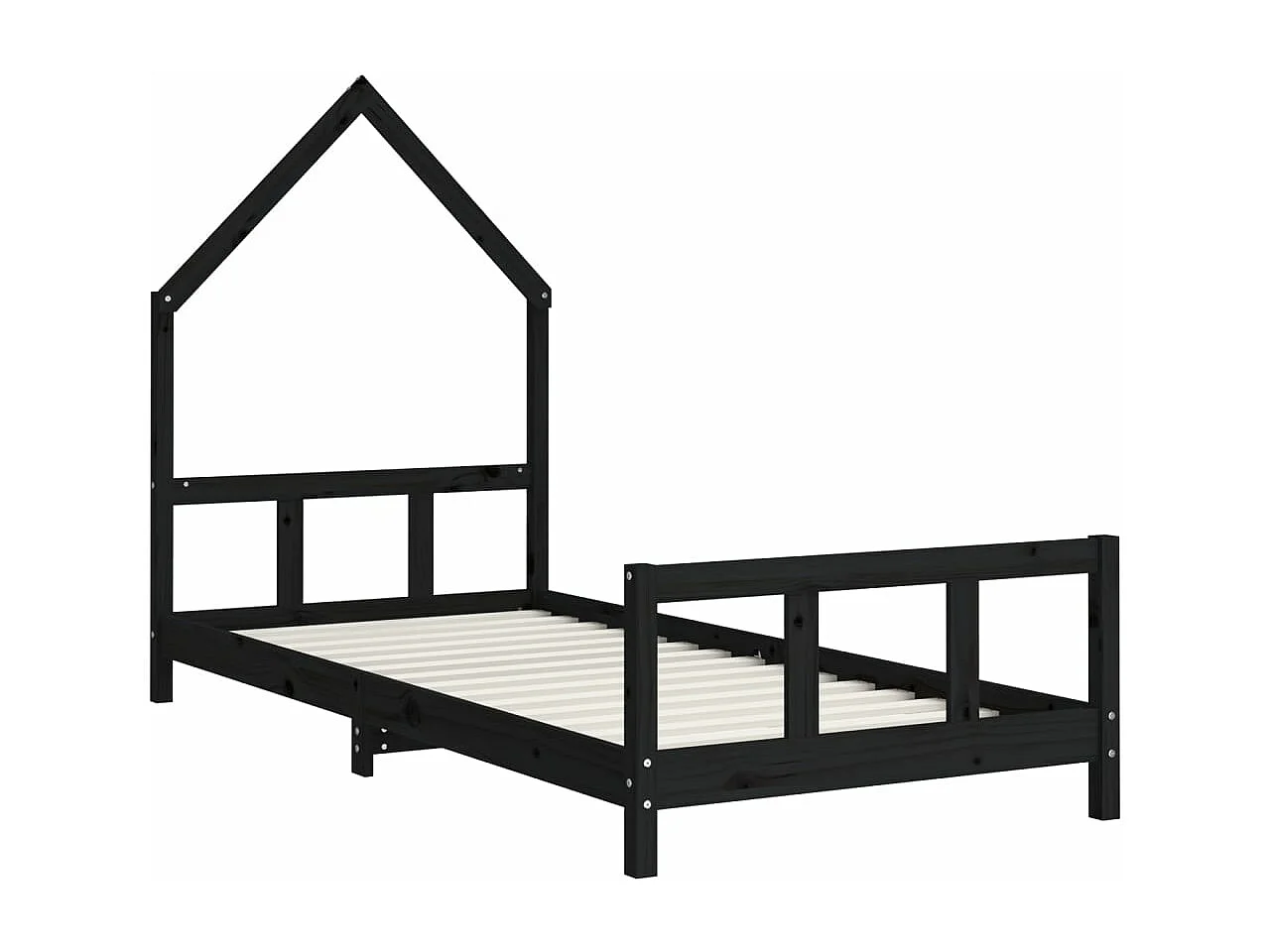 Cadre de lit pour enfants noir 90x190 bois de pin massif