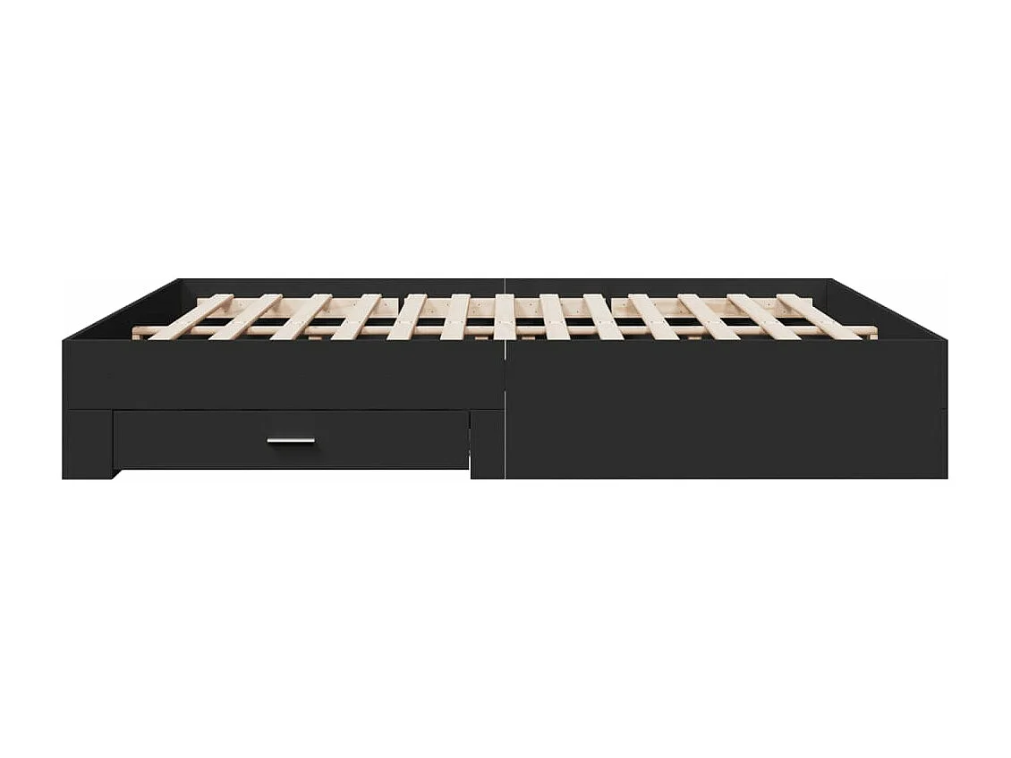 Cadre de lit avec tiroirs noir 200x200 bois d'ingénierie