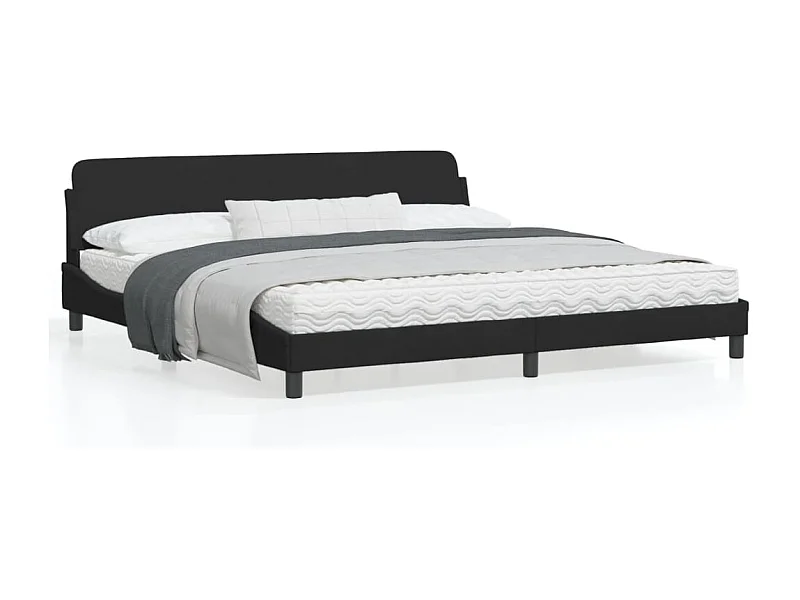 Cadre de lit avec tête de lit Noir 200x200 Velours