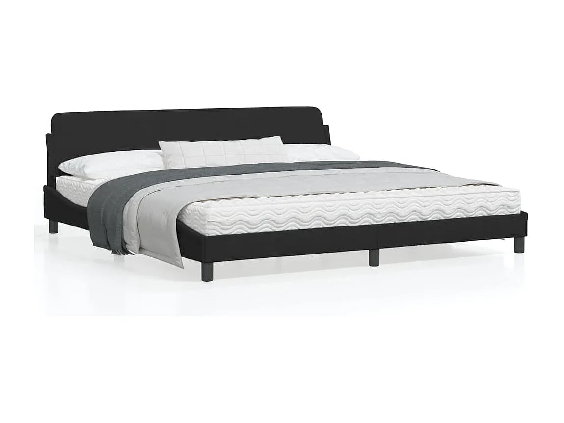 Cadre de lit avec tête de lit Noir 200x200 Velours