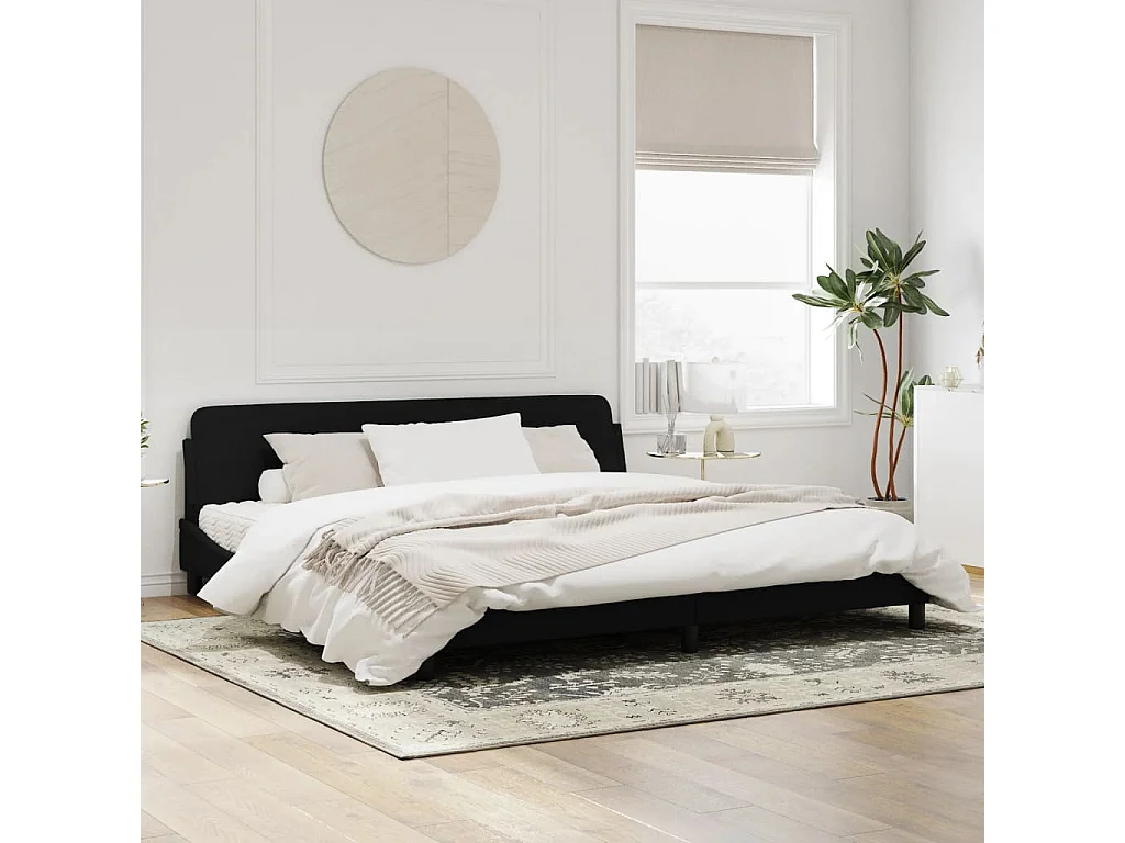 Cadre de lit avec tête de lit Noir 200x200 Velours