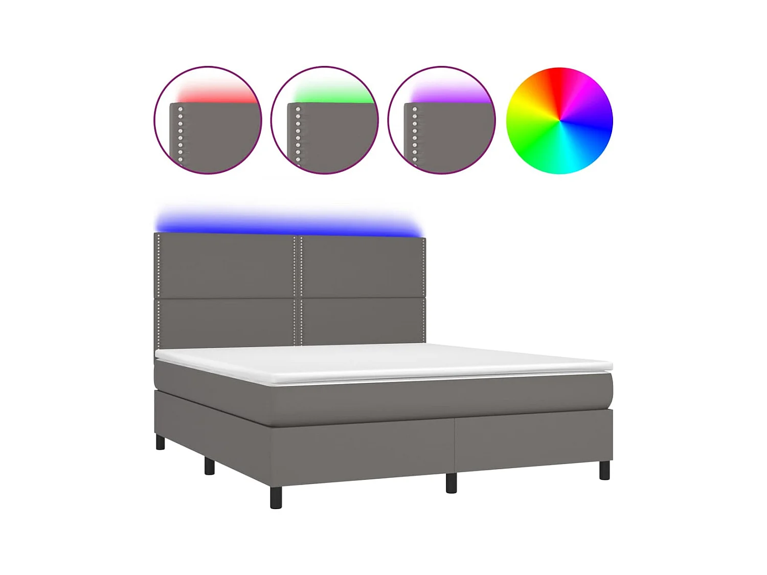 Sommier à lattes de lit avec matelas et LED Gris 180x200