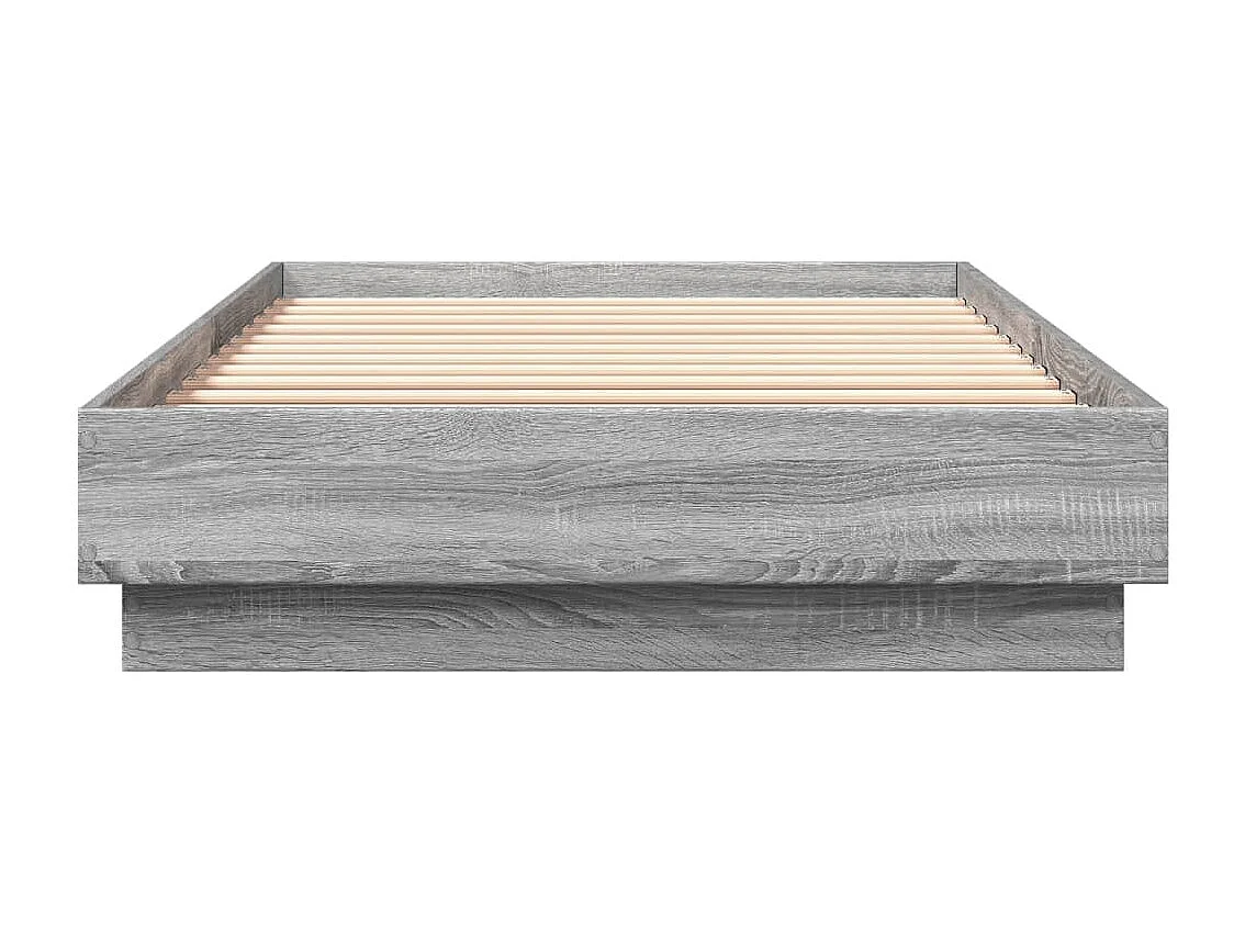 Cadre de lit avec lumières LED sonoma gris 90x200