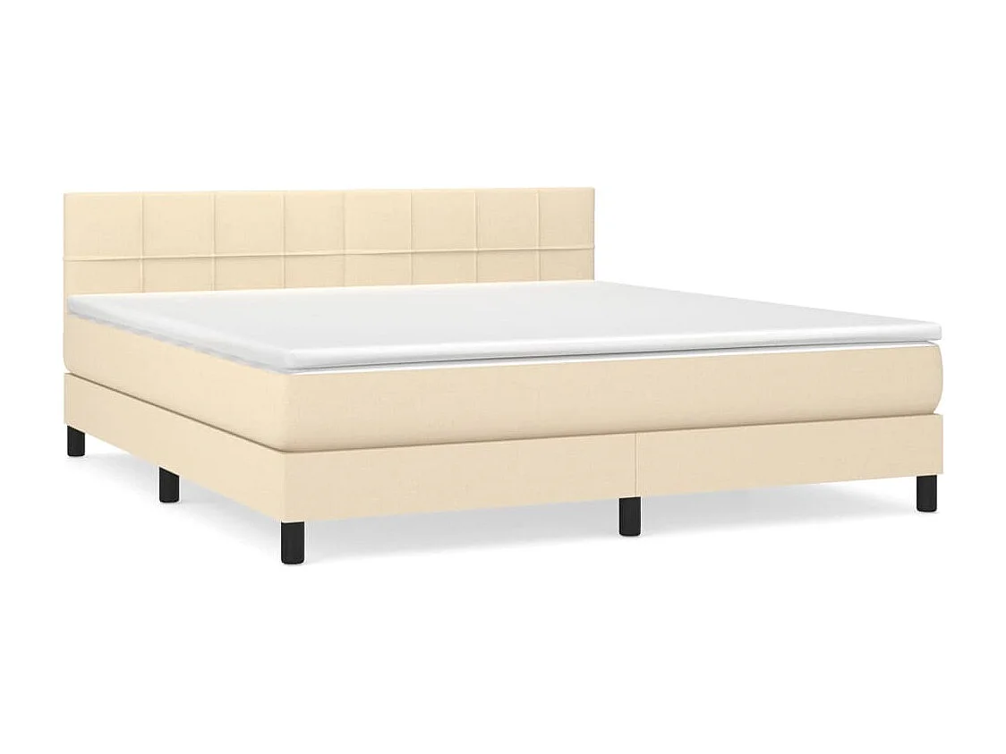 Lit à sommier tapissier avec matelas Crème 160x200 Tissu