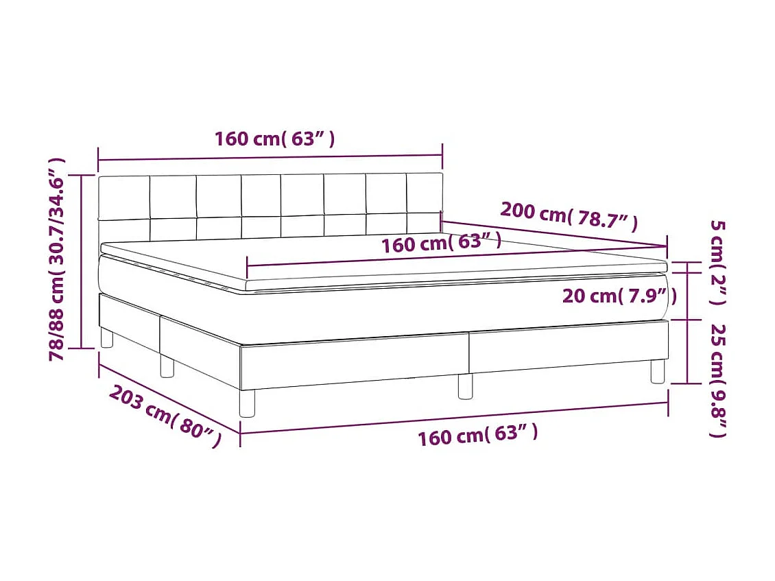 Lit à sommier tapissier avec matelas Crème 160x200 Tissu