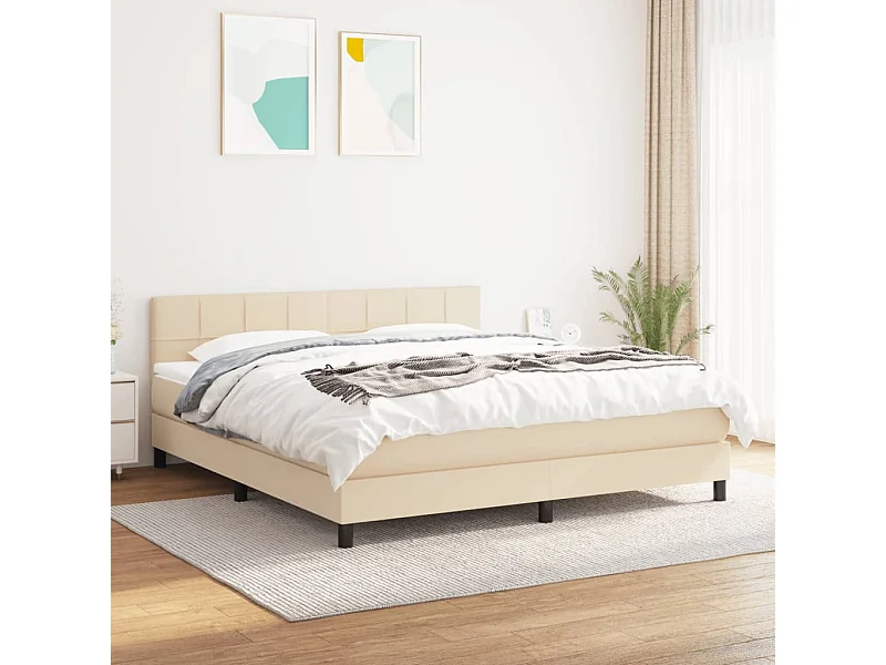 Lit à sommier tapissier avec matelas Crème 160x200 Tissu