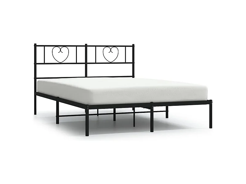 Cadre de lit métal avec tête de lit noir 140x190