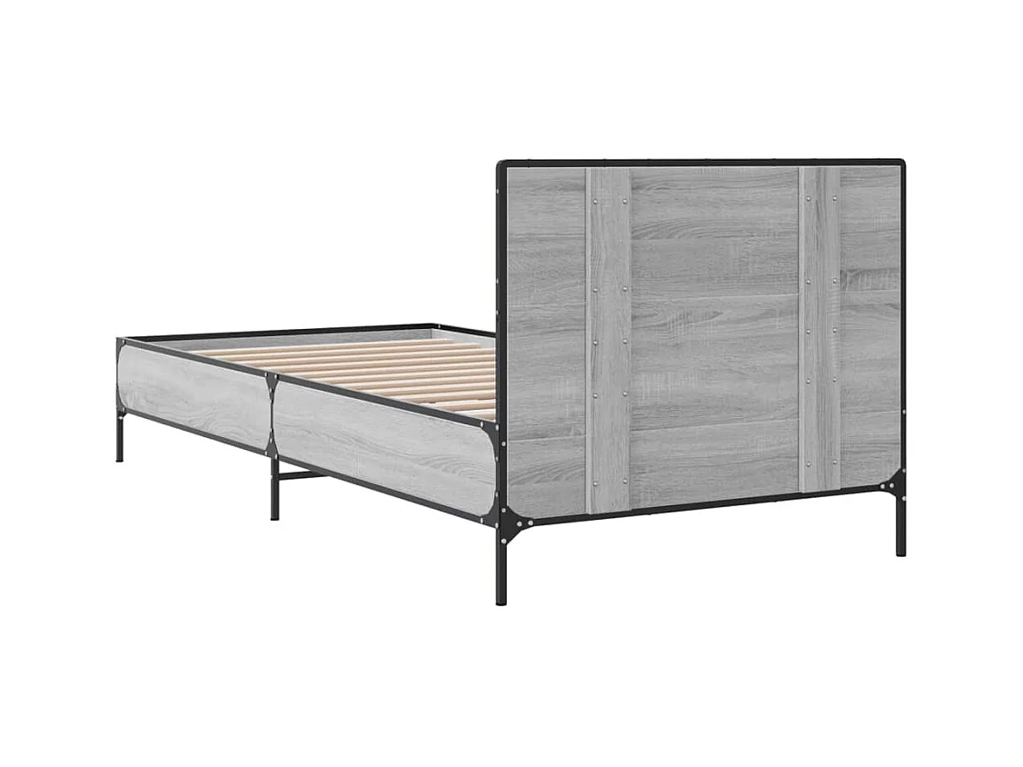 Cadre de lit sonoma gris 75x190 bois d'ingénierie et métal