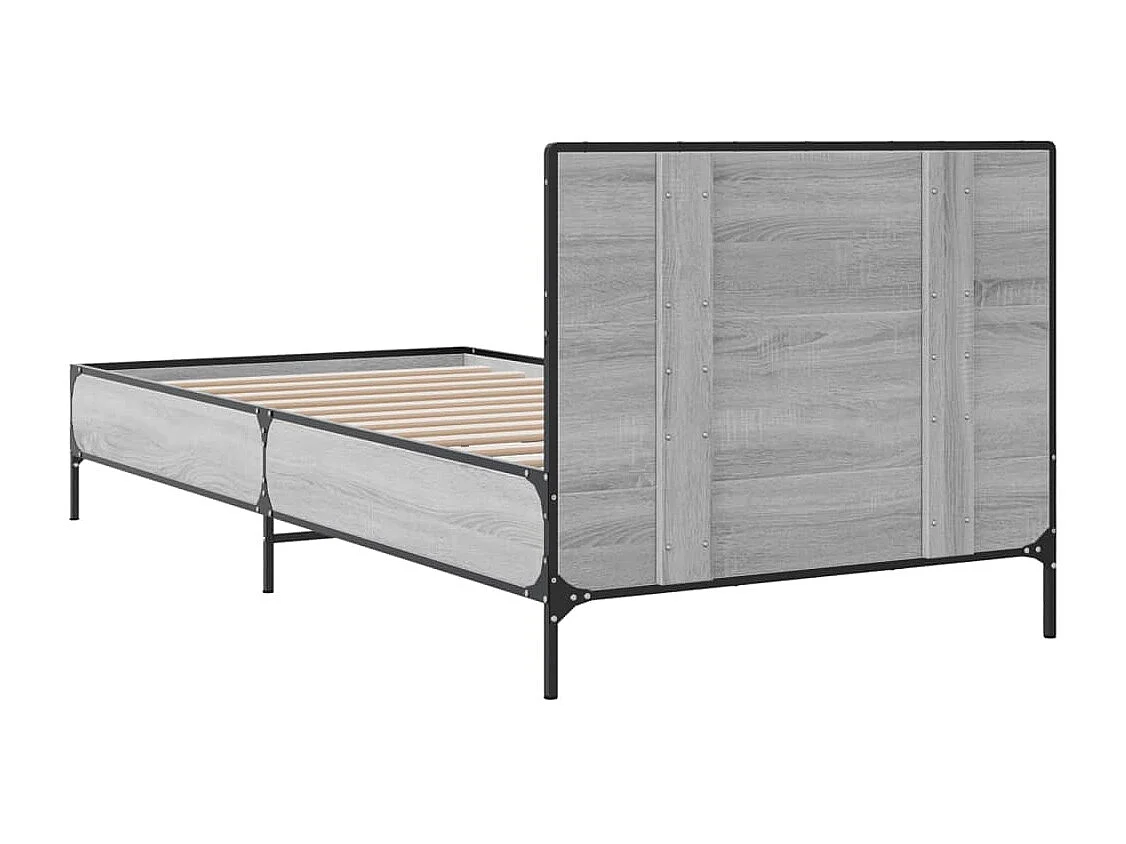 Cadre de lit sonoma gris 75x190 bois d'ingénierie et métal