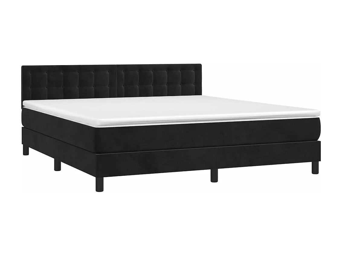 Lit à sommier tapissier avec matelas et LED Noir 180x200 Velours