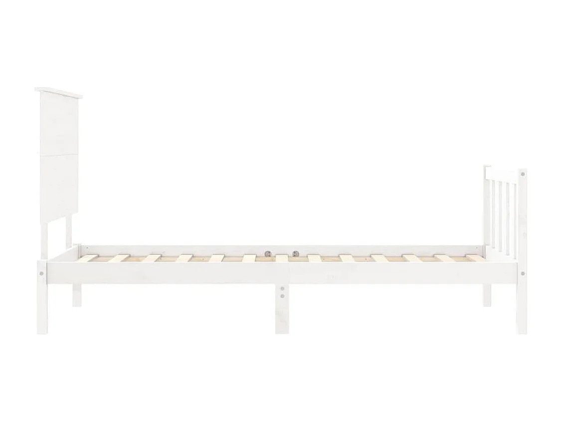 Cadre de lit et tête de lit blanc 100x200 bois massif