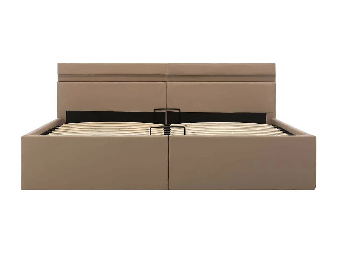 Lit à rangement et LED Cappuccino Similicuir 180x200