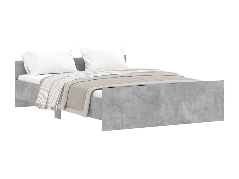 Cadre de lit tête de lit et pied de lit gris béton 135x190