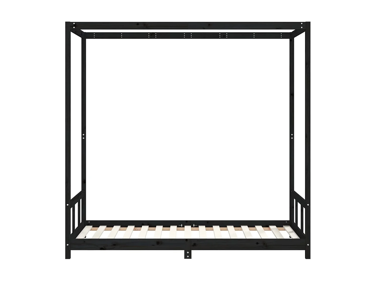 Cadre de lit pour enfants noir 90x190 bois de pin massif