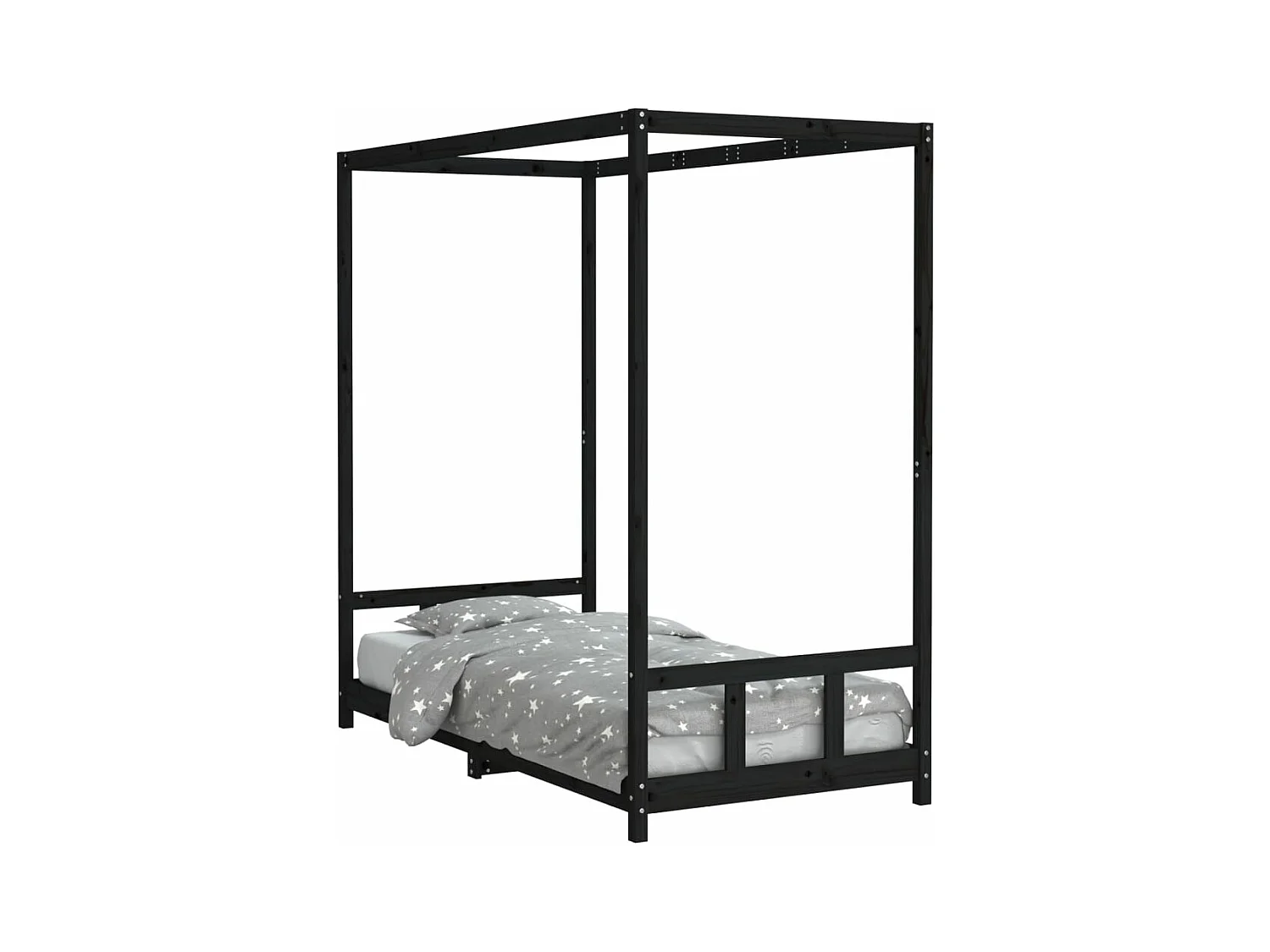Cadre de lit pour enfants noir 90x190 bois de pin massif