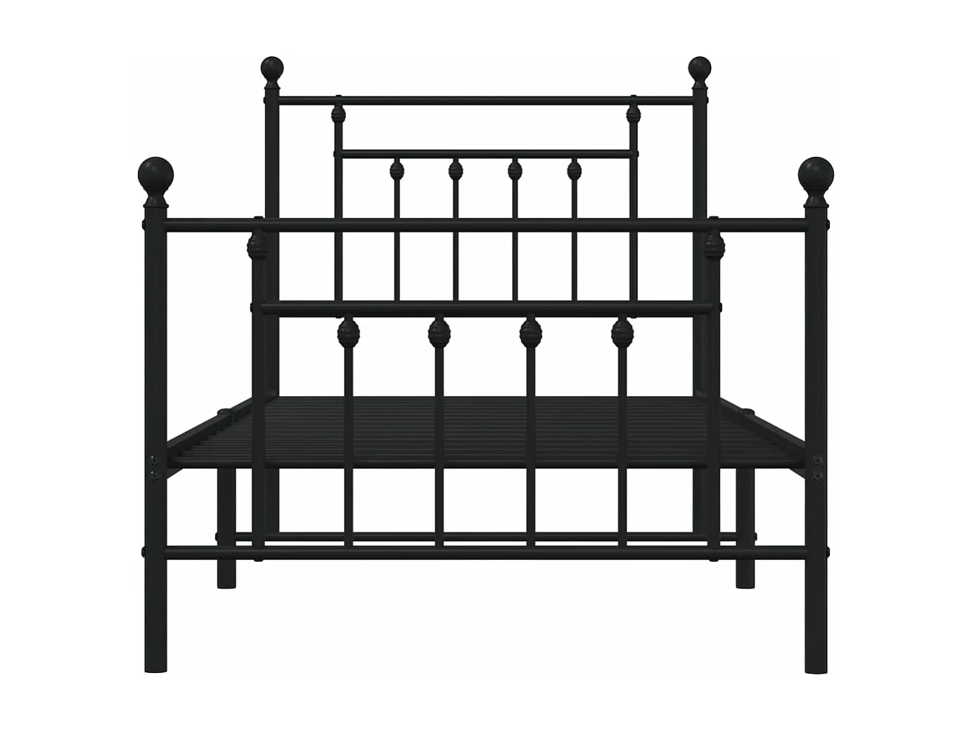 Cadre de lit métal avec tête de lit-pied de lit noir 90x190