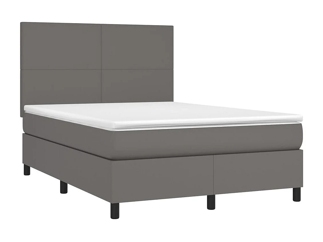 Sommier à lattes de lit avec matelas et LED Gris 140x190