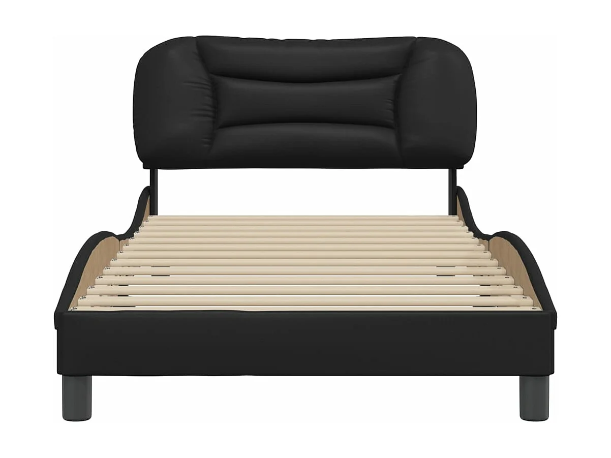 Cadre de lit avec tête de lit Noir 100x200 Similicuir