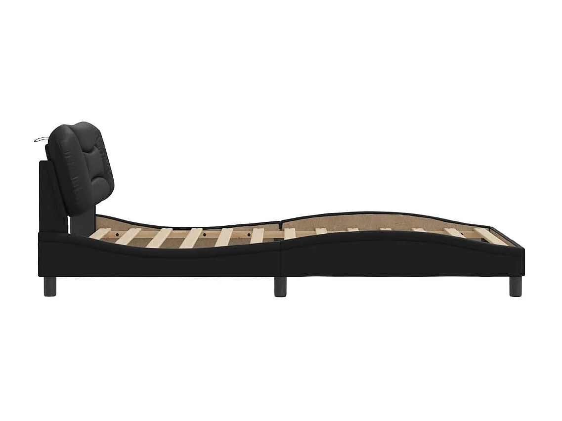 Cadre de lit avec tête de lit Noir 100x200 Similicuir