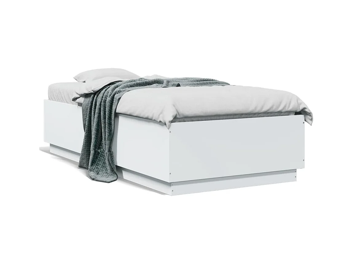 Cadre de lit blanc 75x190 bois d'ingénierie