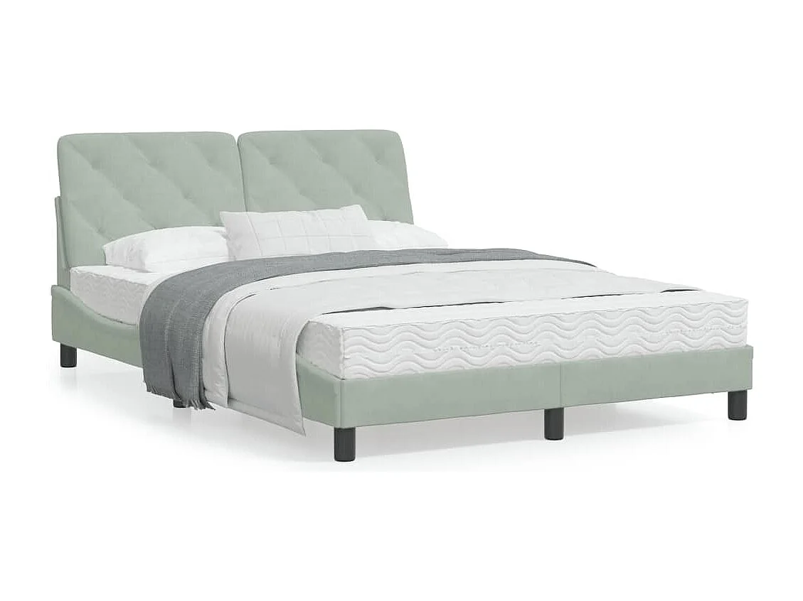Lit avec matelas gris clair 140x190 velours
