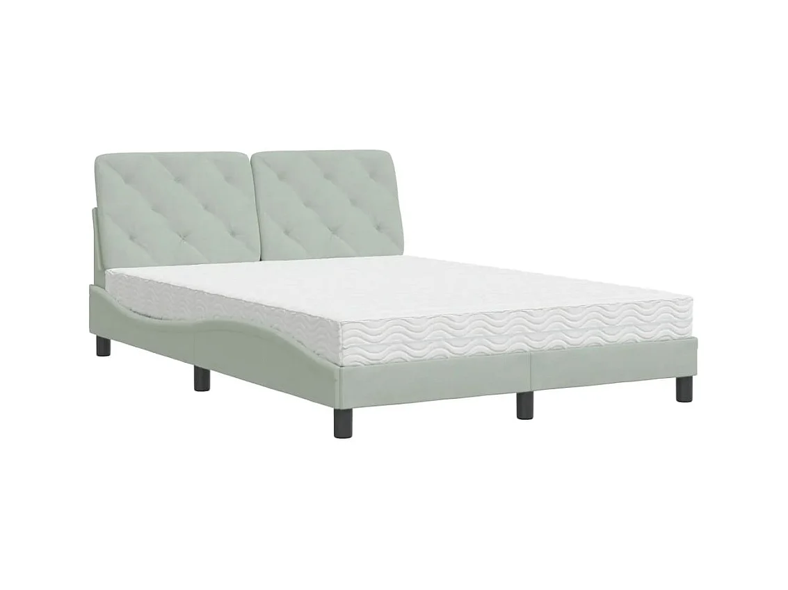 Lit avec matelas gris clair 140x190 velours