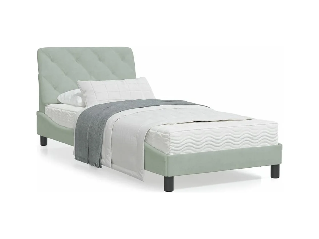 Cadre de lit avec lumières LED gris clair 90x200 velours