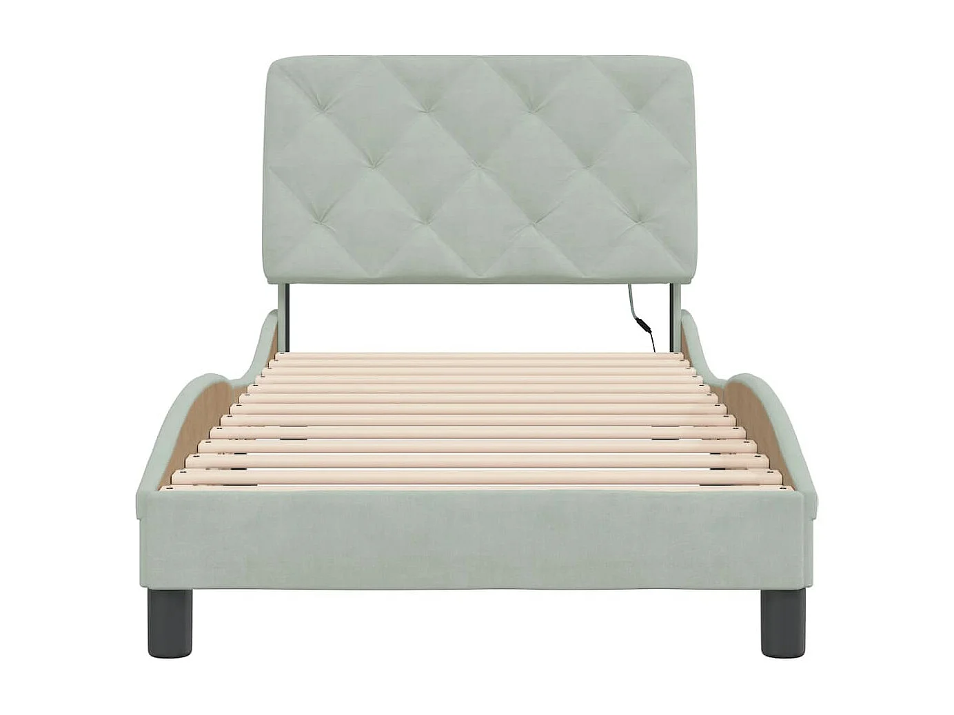 Cadre de lit avec lumières LED gris clair 90x200 velours