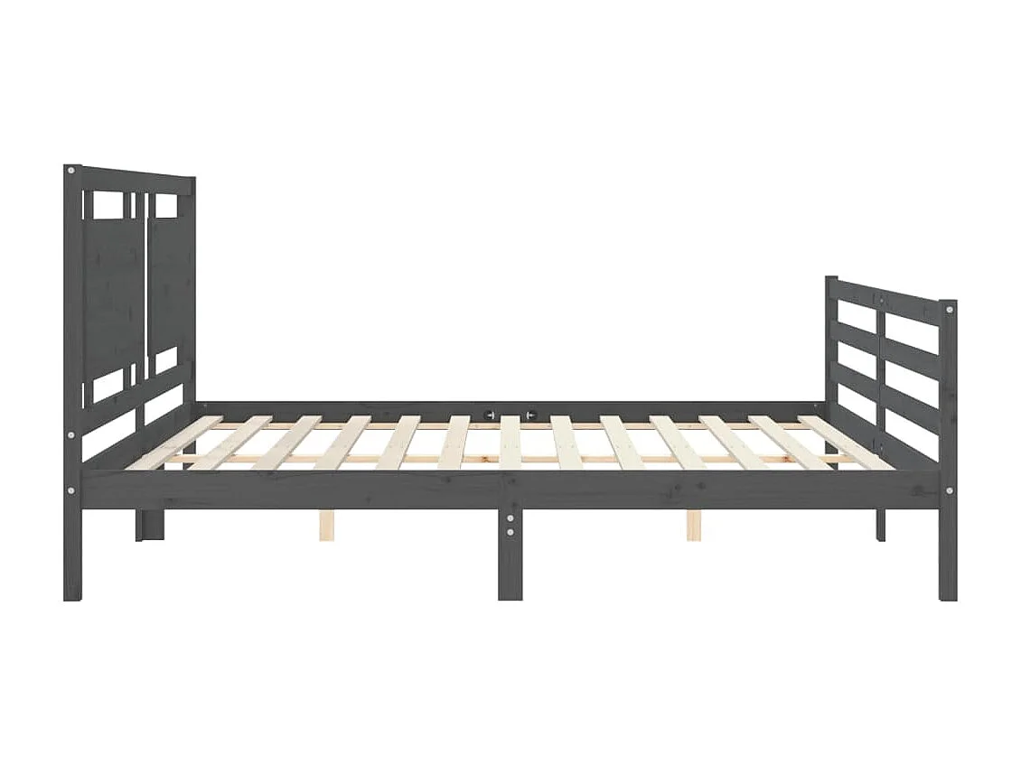 Cadre de lit avec tête de lit gris 200x200 bois massif