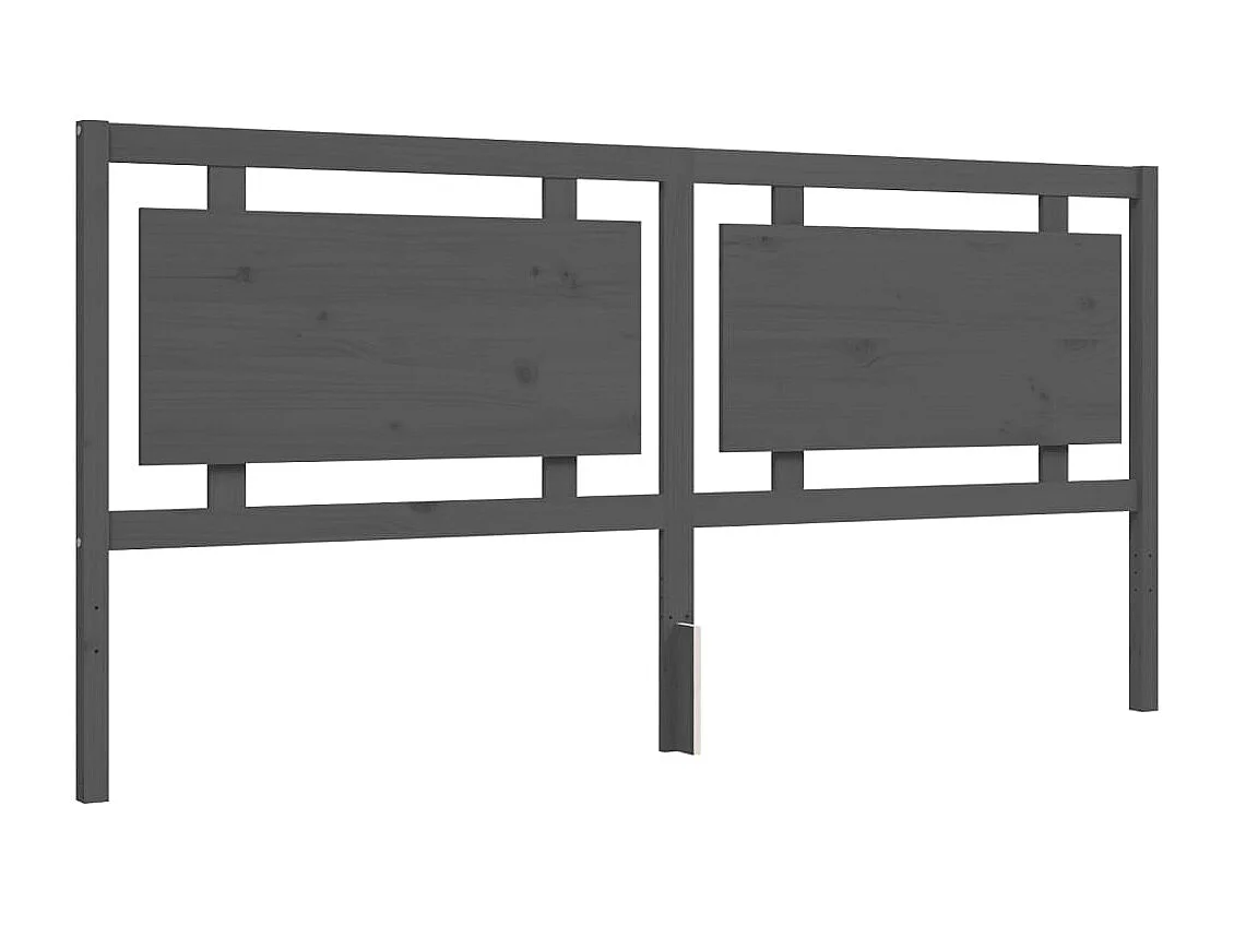 Cadre de lit avec tête de lit gris 200x200 bois massif