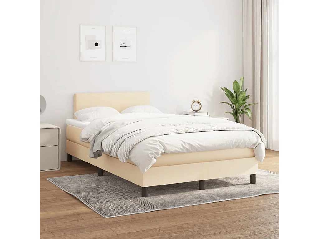 Sommier à lattes de lit avec matelas crème 120x190 tissu