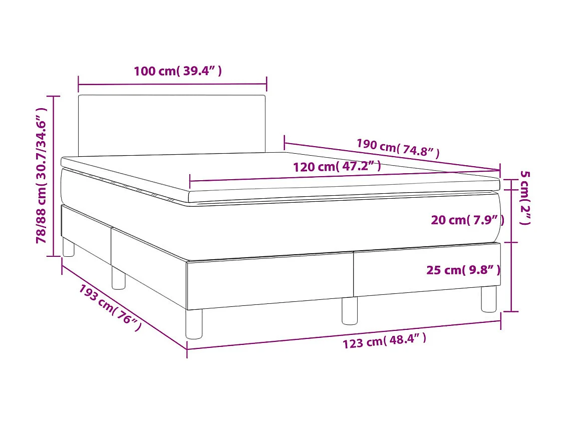 Sommier à lattes de lit avec matelas crème 120x190 tissu