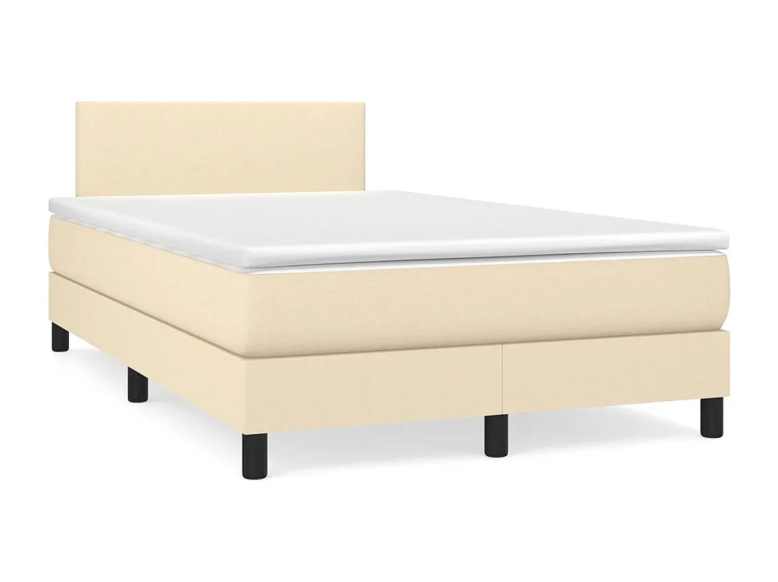 Sommier à lattes de lit avec matelas crème 120x190 tissu