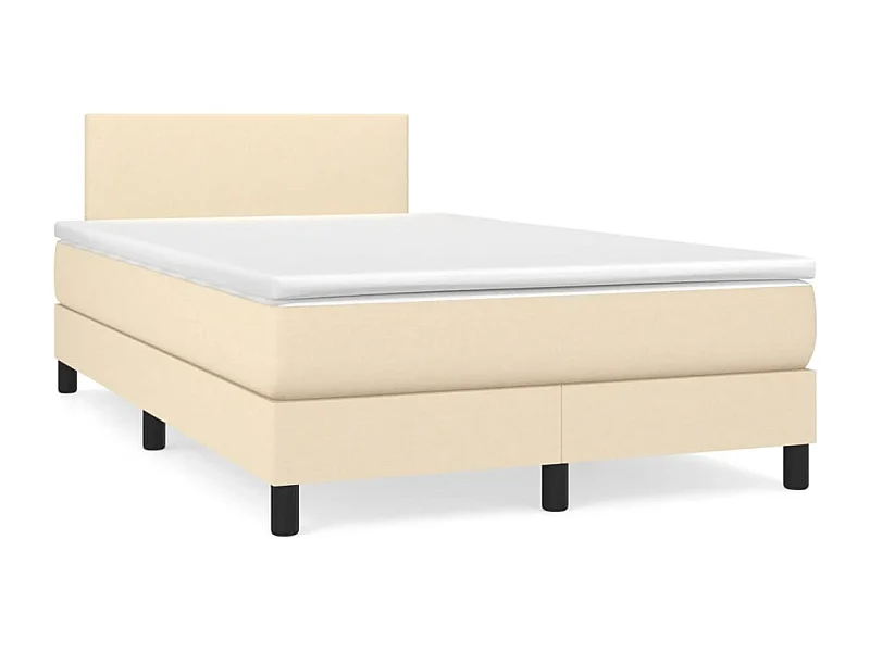 Sommier à lattes de lit avec matelas crème 120x190 tissu