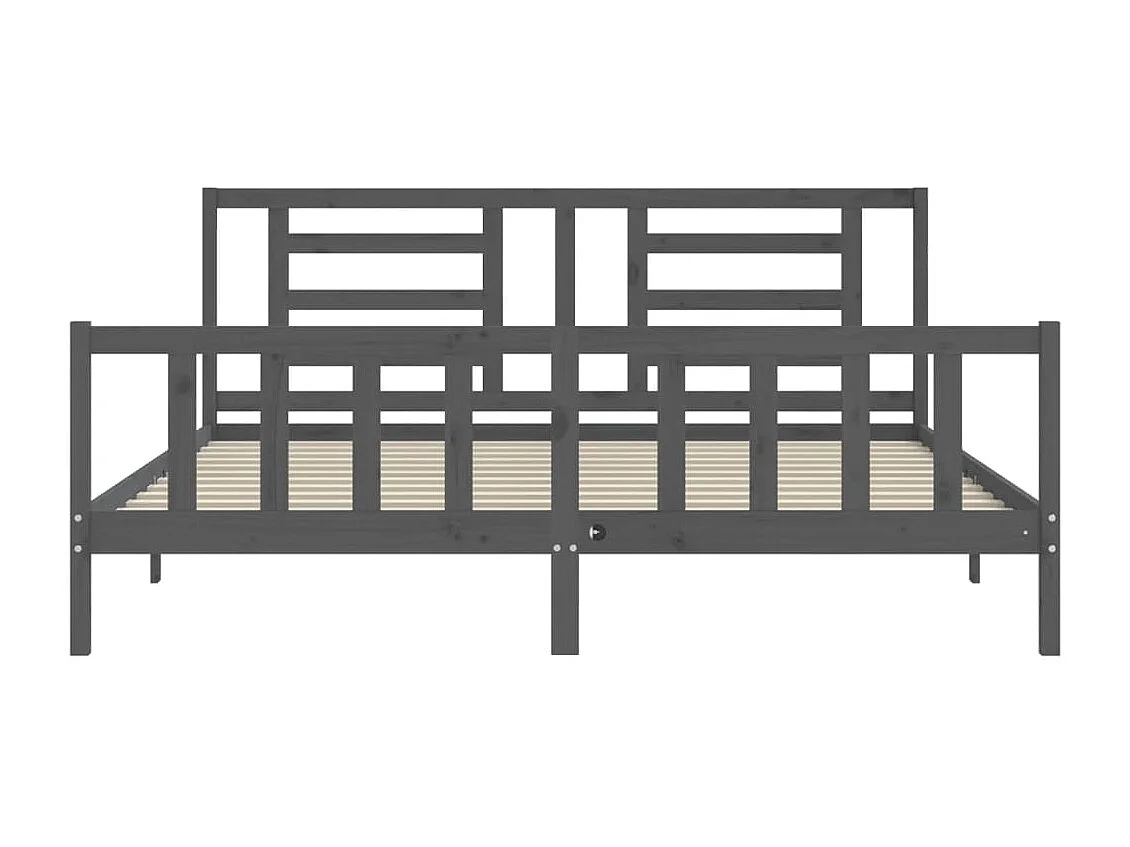 Cadre de lit avec tête de lit gris 200x200 bois massif