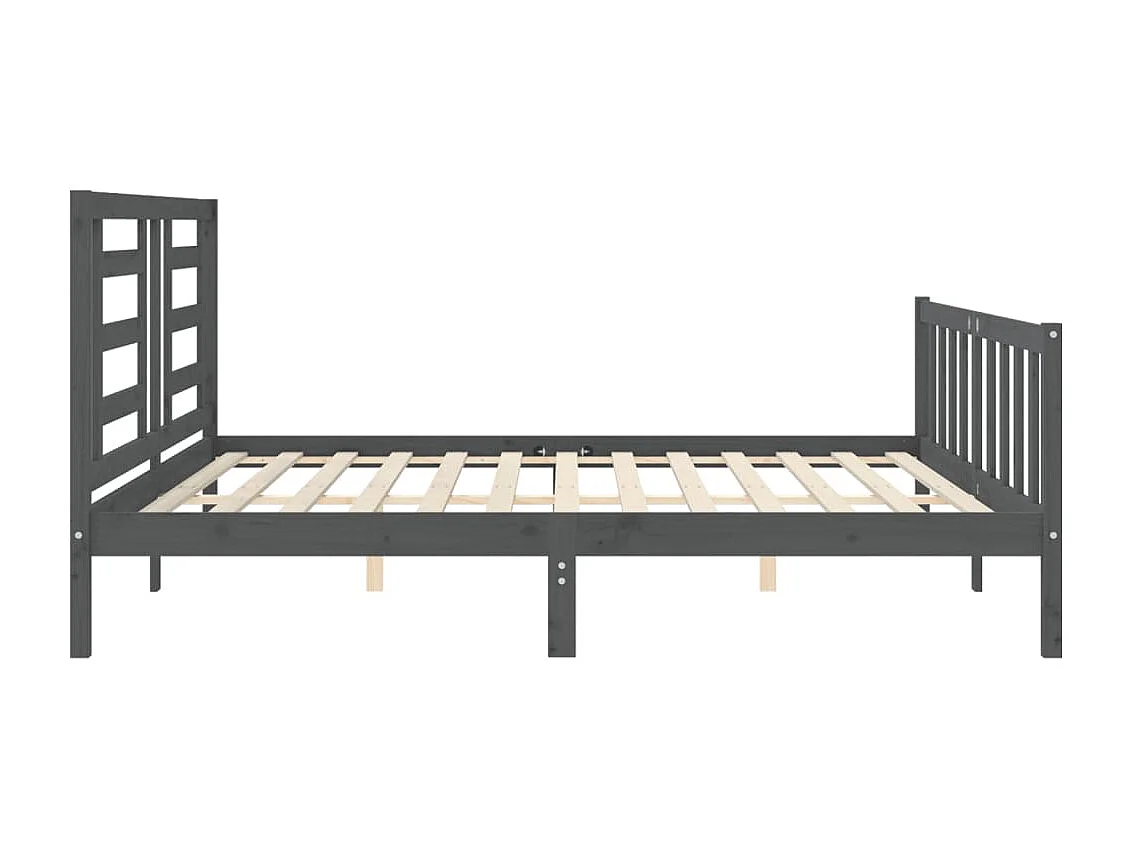 Cadre de lit avec tête de lit gris 200x200 bois massif