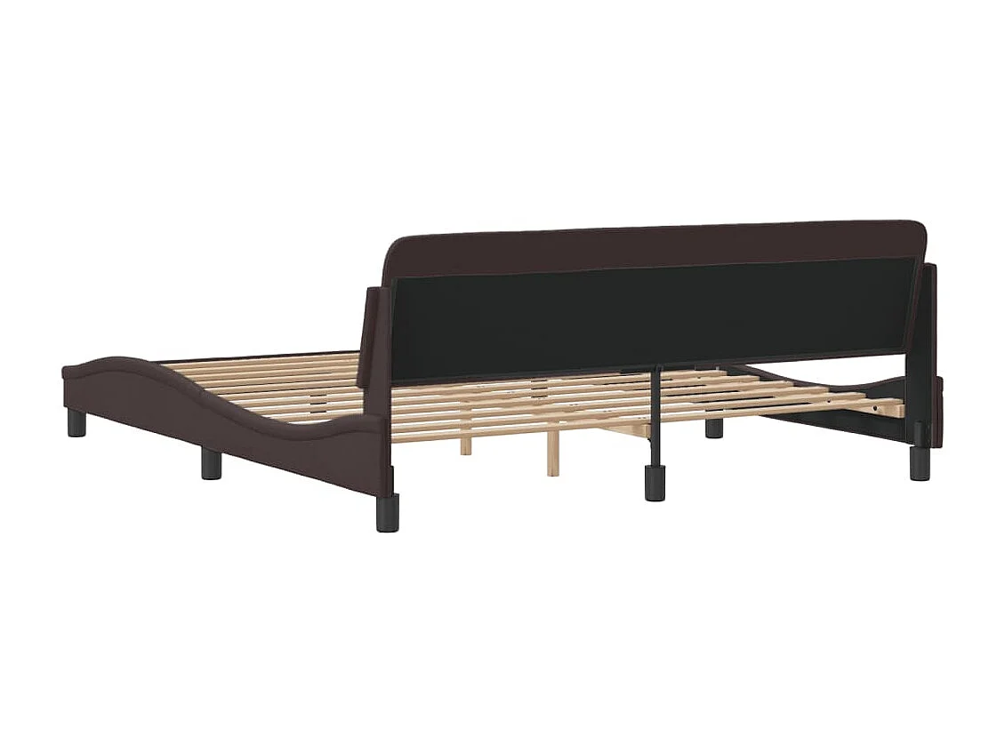 Cadre de lit avec tête de lit Marron foncé 180x200 Tissu