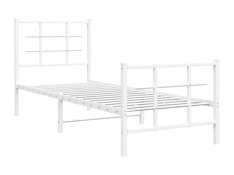 Cadre de lit métal avec tête de lit-pied de lit blanc 80x200