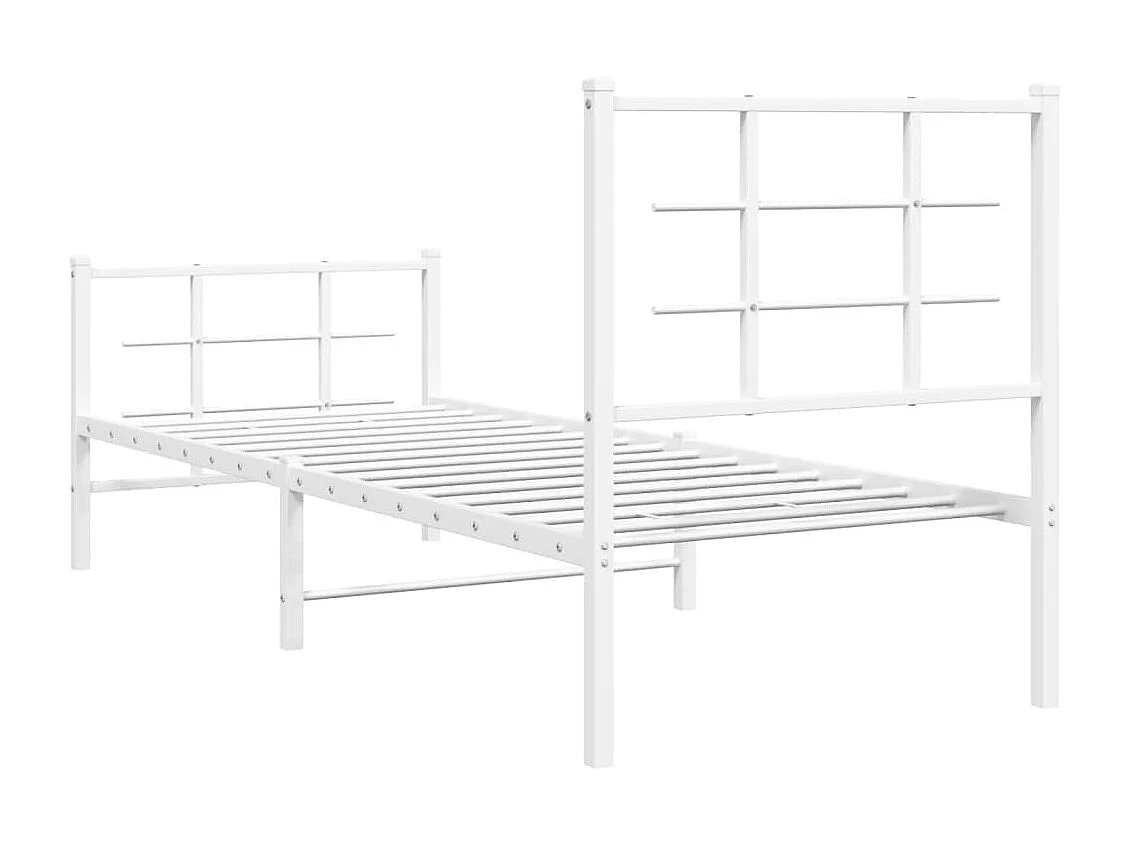 Cadre de lit métal avec tête de lit-pied de lit blanc 80x200