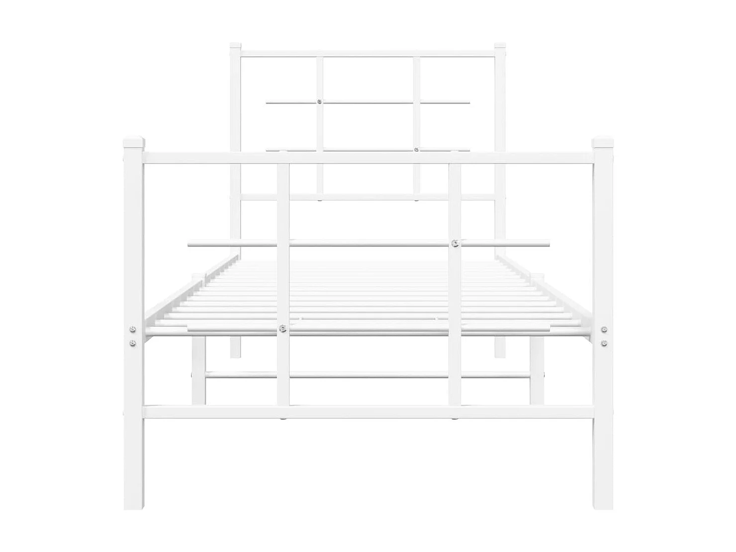 Cadre de lit métal avec tête de lit-pied de lit blanc 80x200